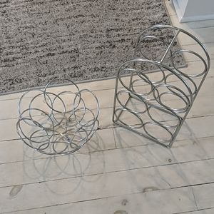 Silver Fruit Bowl and Wine Rack Set